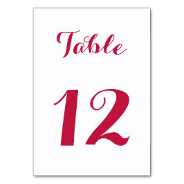 Numeração De Mesa Chic Script Elegante Branco Vermelho Noiva Festa d