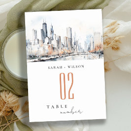 Numeração De Mesa Chicago, Casamento por Aquarela em Illinois