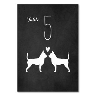Numeração De Mesa Chihuahua Dog Silhouettes Recepção de casamento