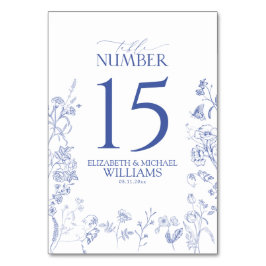 Numeração De Mesa Chinoiserie Azul Francês Floral Vitoriano Recepção