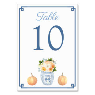 Numeração De Mesa Chinoiserie Chic Autumn Flowers Ginger Jar Weding
