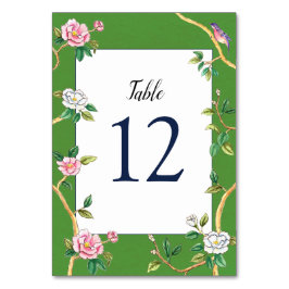 Numeração De Mesa Chinoiserie Floral Verde e Branco