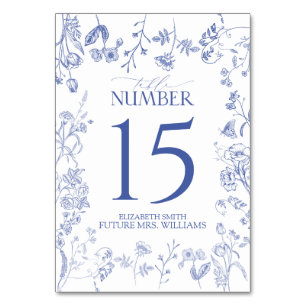 Numeração De Mesa Chinoiserie French Blue Victorian Floral