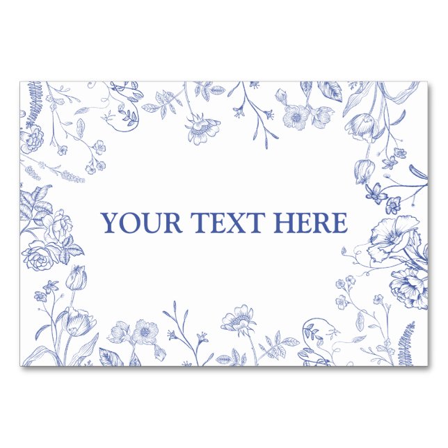 Numeração De Mesa Chinoiserie French Blue Victorian Food Place Card (Frente)