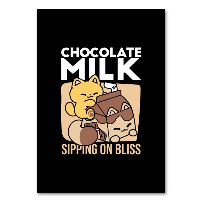 Numeração De Mesa Chocolate Milk Sipping on Bliss – Kawaii Cat Food  (Frente)
