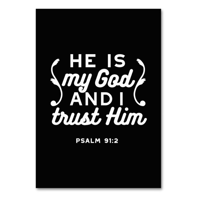 Numeração De Mesa Christian Faith Quote – Trust in God Psalm 91:2 (Frente)