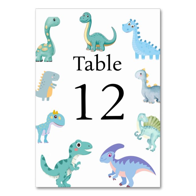 Numeração De Mesa Chuva de Bebê de Dinossauro Elegante Branco (Frente)