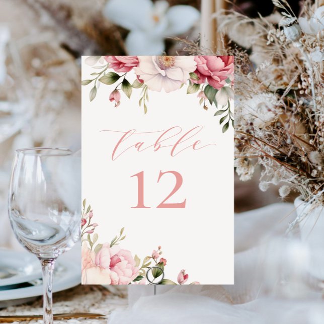 Numeração De Mesa Chuva de Bebê Floral Rosa Elegante com Bebê em Flo (Criador carregado)