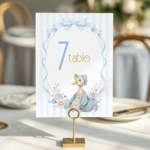 Numeração De Mesa Chuva de Bebê Menina Azul Pastel Silly Goose Vinta