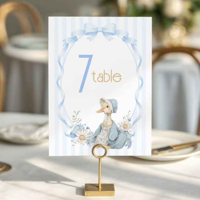 Numeração De Mesa Chuva de Bebê Menina Azul Pastel Silly Goose Vinta (Criador carregado)