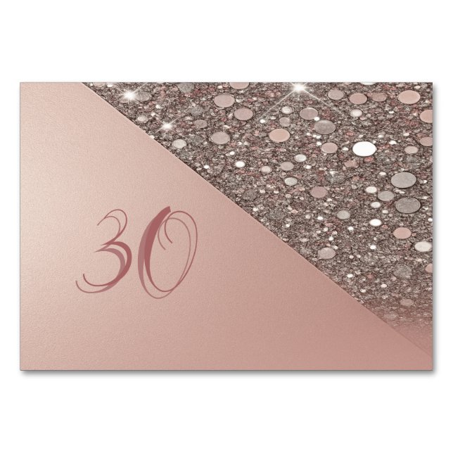 Numeração De Mesa Chuva de Noiva em Rosa Dourado Elegante (Frente)