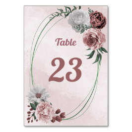 Numeração De Mesa cinamão rosa rosa branco geométrico floral