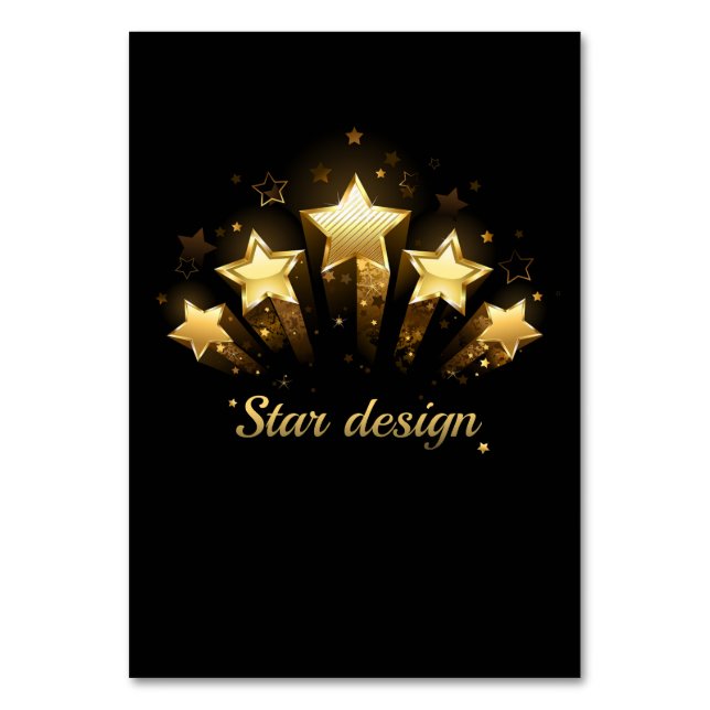 Numeração De Mesa Cinco estrelas douradas a preto (Frente)