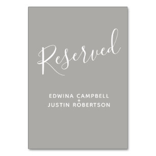 Numeração De Mesa Cinza e texto de script branco mesa reservada