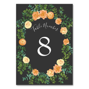 Numeração De Mesa Cinzas Escuras Cada Floral Moderno de Casamento