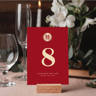 Numeração De Mesa Círculo Dourado Dupla Felicidade Casamento Chinês