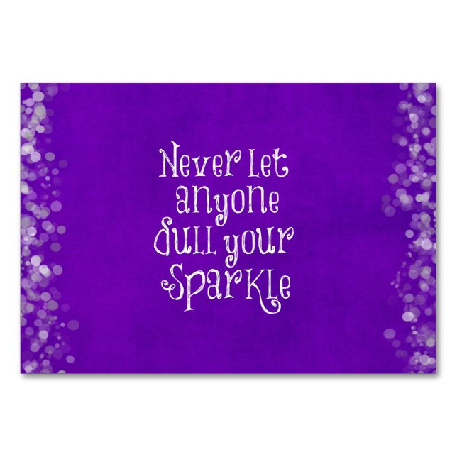 Numeração De Mesa Citação do Sparkle Inspiracional Roxo (Frente)