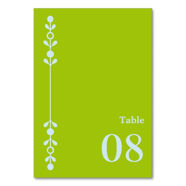 Numeração De Mesa Citrus Green & Coastal Blue Wedding (Frente)