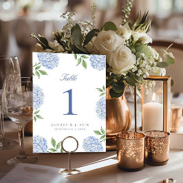 Numeração De Mesa Classic Blue Hydrangea Flower Wedding