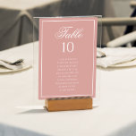 Numeração De Mesa Classic Dusty Rose & White Wedding Seating Chart<br><div class="desc">Add a touch of romantic sophistication to your reception with our Classic Dusty Rose & White Wedding Seating Chart Table Number. Featuring a soft dusty rose background, elegant white script, and a refined white border, this table number is both functional and stylish. Perfect for helping your guests find their seats...</div>