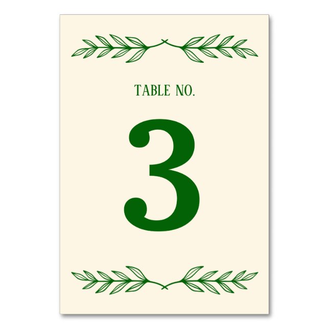 Numeração De Mesa Classic Elegance Ivory & Emerald Islamic Wedding (Frente)