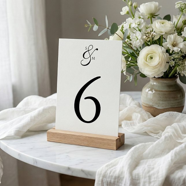 Numeração De Mesa Classic Elegant Simple White Wedding Table Card (Criador carregado)
