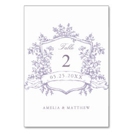 Numeração De Mesa Classic Floral Crest Lavender Wedding