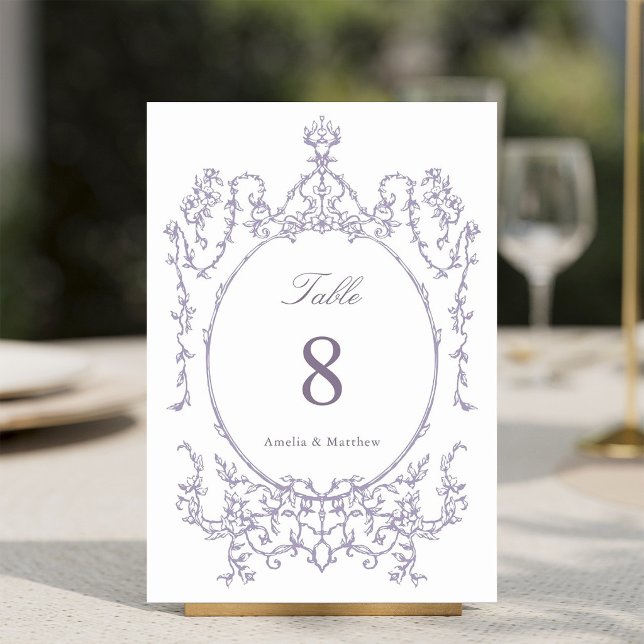 Numeração De Mesa Classic Floral Garden Frame Lavender Wedding (Criador carregado)