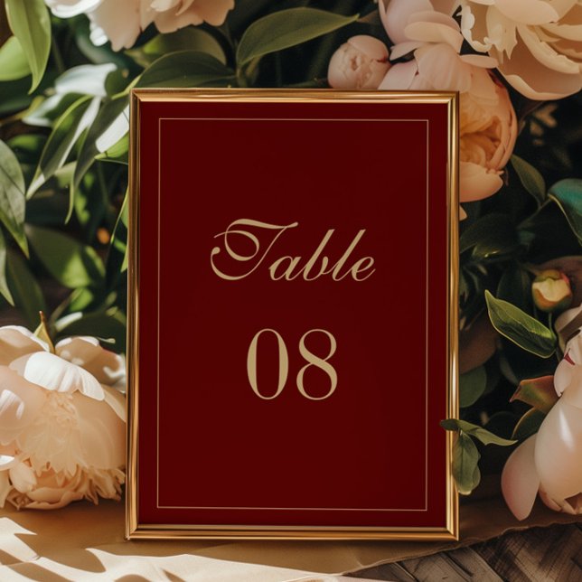 Numeração De Mesa Classic Formal Script Wine Red Wedding (Criador carregado)