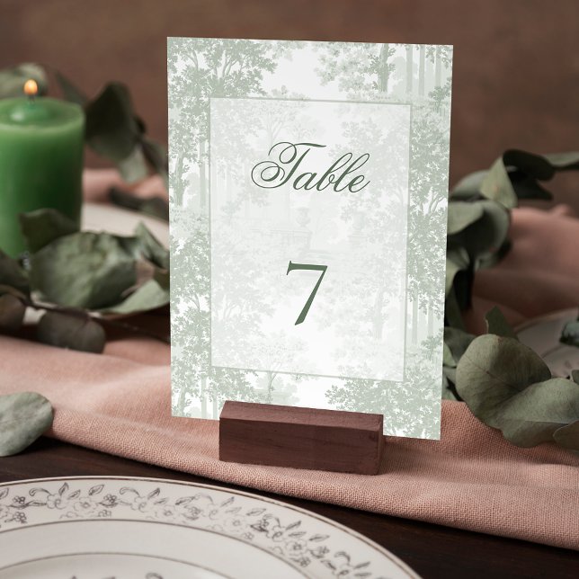 Numeração De Mesa Classic Sage Green Landscape Toile Wedding (Criador carregado)