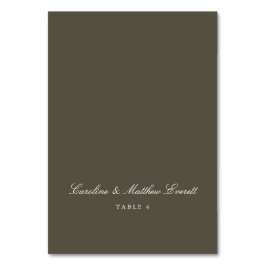 Numeração De Mesa Classic Script Elegant Custom Olive Place Card