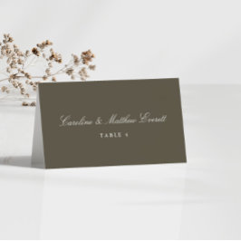 Numeração De Mesa Classic Script Elegant Custom Olive Place Card