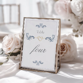 Numeração De Mesa Clássico Casamento Dusty Blue e Dourado