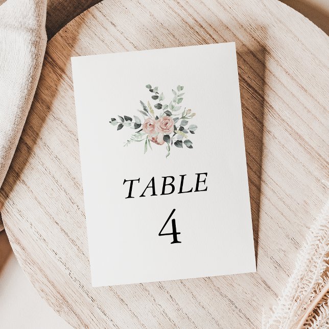 Numeração De Mesa Clássico Casamento Floral Rosa Poeirento (Criador carregado)