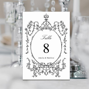 Numeração De Mesa Clássico Casamento Preto e Branco do Jardim Floral