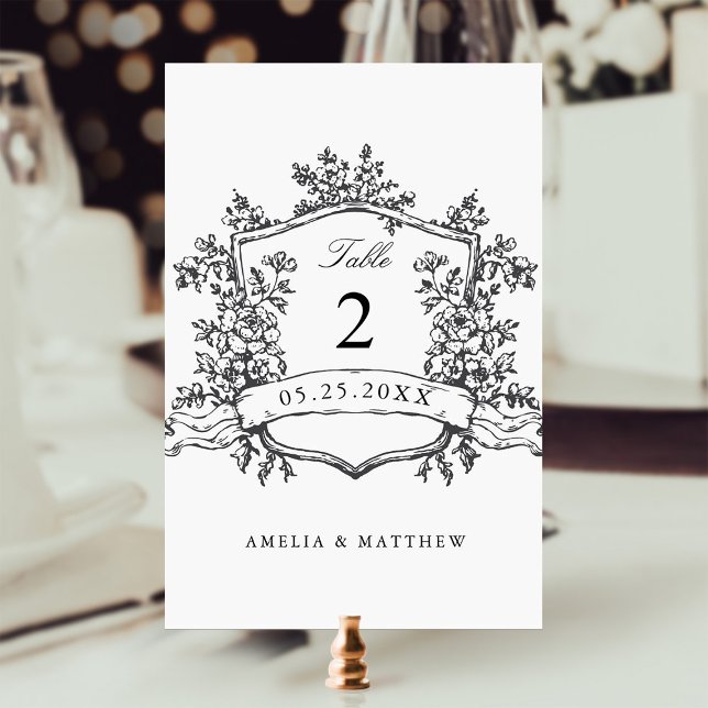 Numeração De Mesa Clássico Festa Floral Negra e Casamento Branco (Criador carregado)