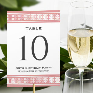 Numeração De Mesa Clássico Grego Chave Pink de Aniversário