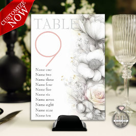 Numeração De Mesa Clássico Moderno Floral Marfim e Bege