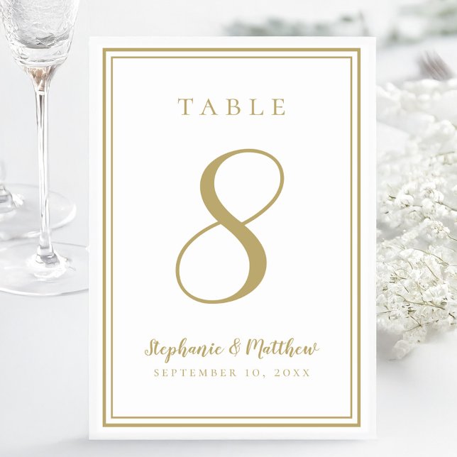 Numeração De Mesa Clássico Moderno Simples Personalizado Bodas Ouro (Modern Simple Classic Gold Wedding Customized Table Number)