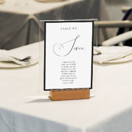 Numeração De Mesa Classy Black Border Script Wedding Seating Chart