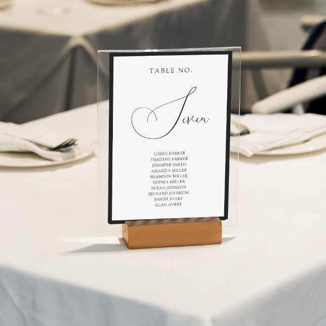 Numeração De Mesa Classy Black Border Script Wedding Seating Chart (Criador carregado)
