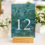 Numeração De Mesa Claude Monet Water Lily Wedding<br><div class="desc">Números da mesa de casamento com Claude Monet Water Lily pintando fundo.</div>