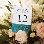 Numeração De Mesa Claude Monet Water Lily Wedding<br><div class="desc">Números da mesa de casamento com Claude Monet Water Lily pintando fundo.</div>