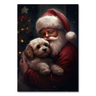 Numeração De Mesa Cockapoo Com Papai Noel Natal Festivo