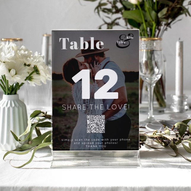 Numeração De Mesa CÓDIGO QR compartilhe o amor foto moderna casament (Criador carregado)
