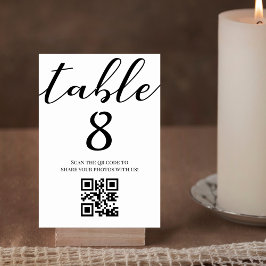 Numeração De Mesa Código QR de casamento em script minimalista elega