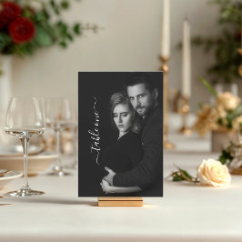 Numeração De Mesa Código QR de Foto Branco e Preto do Script Moderno