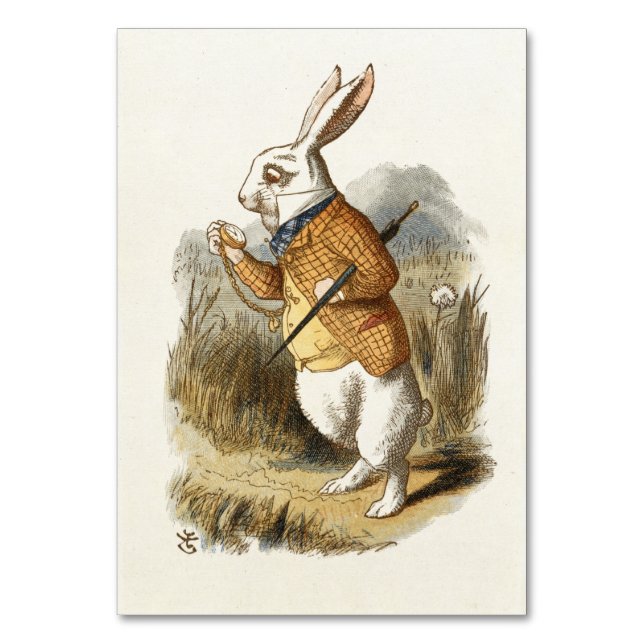 Numeração De Mesa Coelho Branco de Alice no País das Maravilhas da A (Frente)