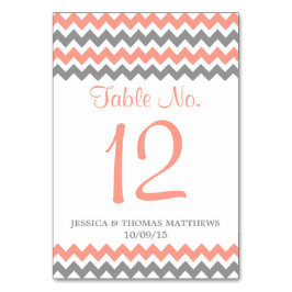 Numeração De Mesa Coleção de Casamento Moderno Chevron - Rosa e Cinz