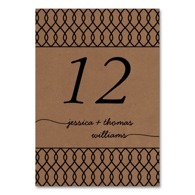 Numeração De Mesa Coleção de Casamentos de Kraft Whimsical Modern (Frente)